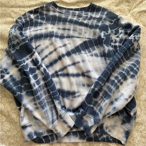 PINK Blue and White Tie-Dye Crewneck